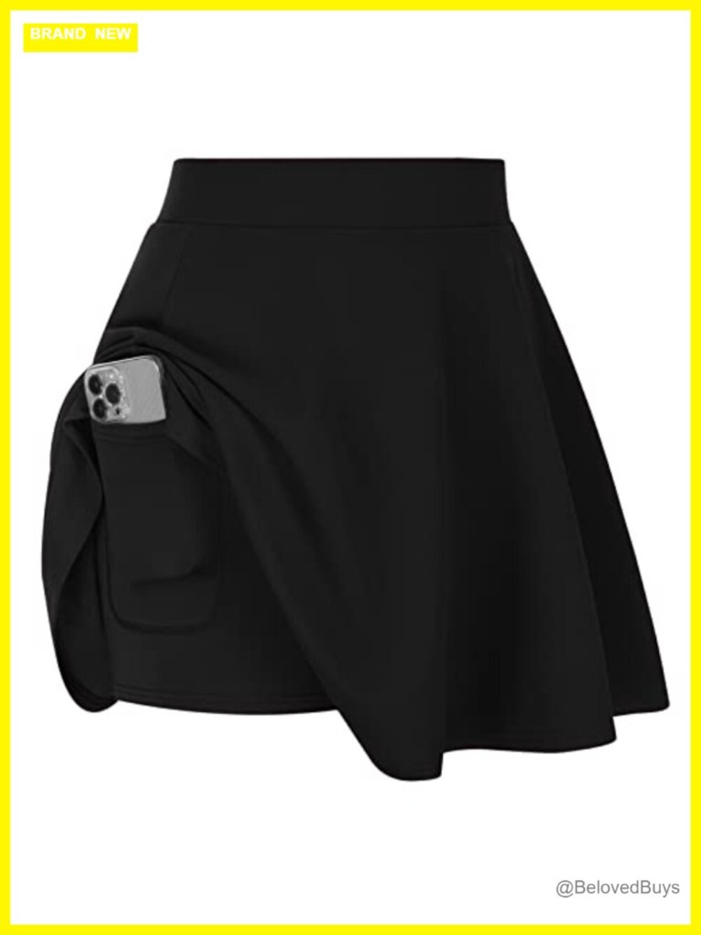 Plus Size Skater Skirt High Waist Flared with Built-in Shorts Pocket